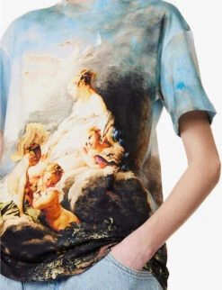 Roberto Cavalli Graphic-print Short-sleeved Cotton-jersey T-shirt -Reisi Clothing Shop R04180673 MULTICOLOUR ALT04