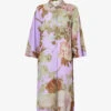 Dries Van Noten Floral-print Relaxed-fit Stretch-woven Midi Dress