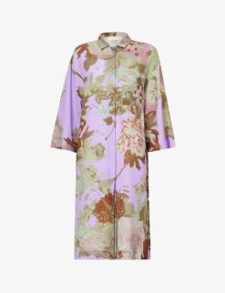 Dries Van Noten Floral-print Relaxed-fit Stretch-woven Midi Dress
