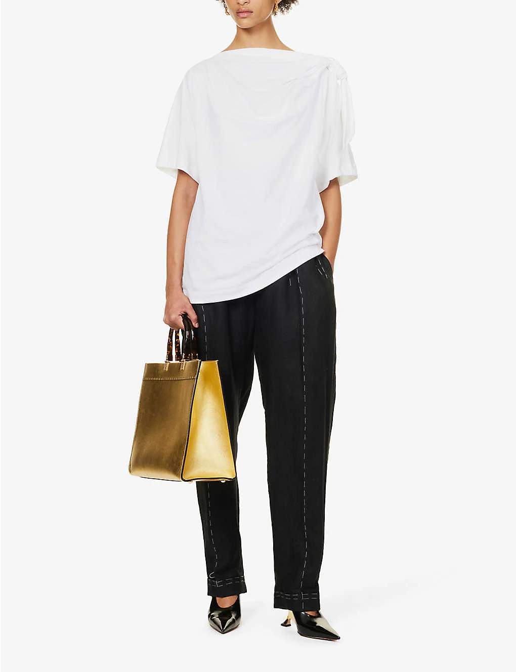 Dries Van Noten Cowl-neckline Relaxed-fit Cotton T-shirt 4 Dries Van Noten Cowl-neckline Relaxed-fit Cotton T-shirt - Image 2