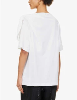 Dries Van Noten Cowl-neckline Relaxed-fit Cotton T-shirt 10 Dries Van Noten Cowl-neckline Relaxed-fit Cotton T-shirt -Reisi Clothing Shop R04180734 WHITE ALT03