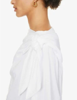 Dries Van Noten Cowl-neckline Relaxed-fit Cotton T-shirt 11 Dries Van Noten Cowl-neckline Relaxed-fit Cotton T-shirt -Reisi Clothing Shop R04180734 WHITE ALT04