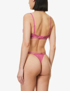 Blossom Floral-embroidered Stretch-lace Bra -Reisi Clothing Shop R04180915 HOTPINK ALT02