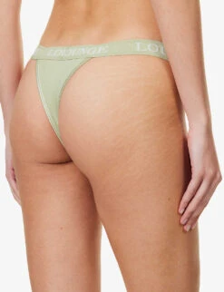 Bamboo Triangle Branded-waistband Stretch-jersey Thong -Reisi Clothing Shop R04180930 OLIVE ALT03