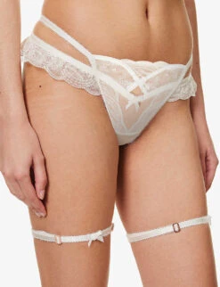 Cordelia Ruffled-trim High-rise Lace Thong -Reisi Clothing Shop R04180959 WHITE ALT02