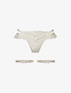 Cordelia Ruffled-trim High-rise Lace Thong