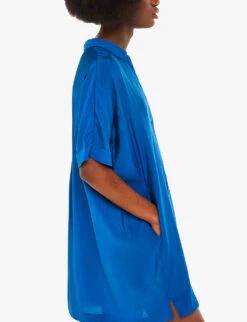 Whistles Melanie V-neck Woven Mini Dress -Reisi Clothing Shop R04181217 BLUE ALT02