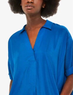 Whistles Melanie V-neck Woven Mini Dress -Reisi Clothing Shop R04181217 BLUE ALT04