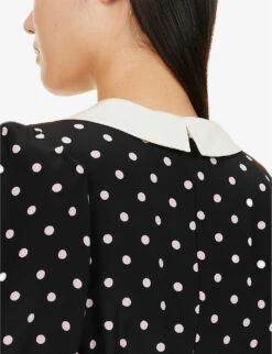 Padded-shoulder Notched-collar Silk Midi Dress -Reisi Clothing Shop R04181315 BLACKPINK ALT04