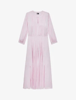 THE KOOPLES Pleated Satin Midi Dress