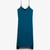 THE KOOPLES Lace-trim Satin Slip Midi Dress -Reisi Clothing Shop R04181732 MEDIUMBLUE M