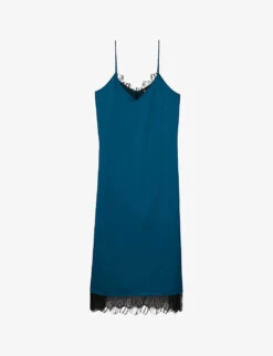 THE KOOPLES Lace-trim Satin Slip Midi Dress