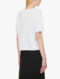 ME AND EM Relaxed-fit Rolled-trim Cotton Sweat Top -Reisi Clothing Shop R04181873 FRESHWHITE ALT03