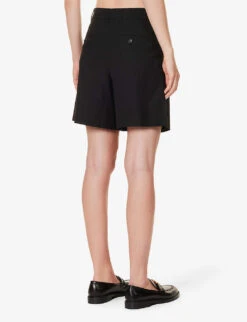 ME AND EM Textured High-rise Stretch-woven City Shorts -Reisi Clothing Shop R04181883 BLACK ALT03