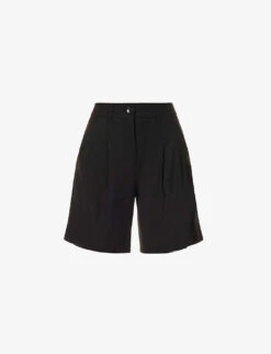 ME AND EM Textured High-rise Stretch-woven City Shorts