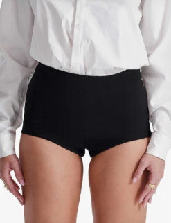 Tahni High-rise Stretch-woven Shorts -Reisi Clothing Shop R04181954 BLACK ALT02