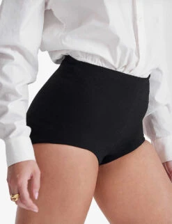 Tahni High-rise Stretch-woven Shorts -Reisi Clothing Shop R04181954 BLACK ALT04