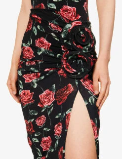 Magda Butrym Floral-print Slim-fit Stretch-woven Maxi Dress -Reisi Clothing Shop R04183244 BLACK ALT04