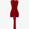 Aliza Wrapped-belt Stretch-woven Mini Dress -Reisi Clothing Shop R04183649 CHERRY M