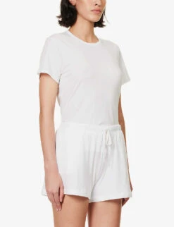 Casey Drawstring-waist Organic-cotton Shorts -Reisi Clothing Shop R04183736 WHITE ALT02