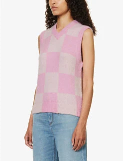 Stine Goya Noa Checked Alpaca-blend Knitted Vest -Reisi Clothing Shop R04183764 ORCHIDCHECK ALT02
