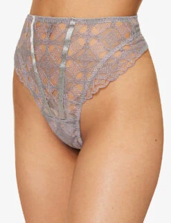 Alta High-rise Embroidered Stretch-woven Thong -Reisi Clothing Shop R04183874 PLATINUM ALT02