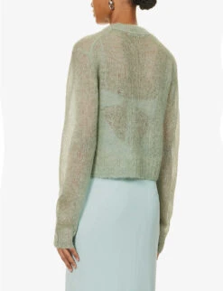 Acne Studios Kosma Semi-sheer Mohair Wool-blend Knitted Jumper -Reisi Clothing Shop R04184345 SAGEGREEN ALT03