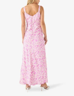 Floral-print V-neck Woven Midi Dress -Reisi Clothing Shop R04185938 PINK ALT02