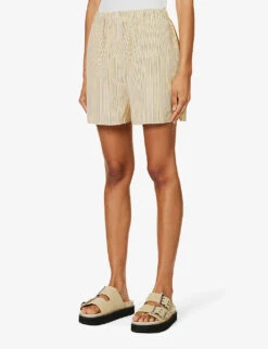 Lui Striped Woven Shorts -Reisi Clothing Shop R04186461 PALEYELLOWBLACKSTRIPE ALT02