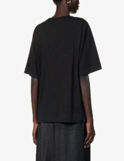 Dries Van Noten Round-neck Relaxed-fit Cotton-jersey T-shirt 10 Dries Van Noten Round-neck Relaxed-fit Cotton-jersey T-shirt -Reisi Clothing Shop R04186664 BLACK ALT03