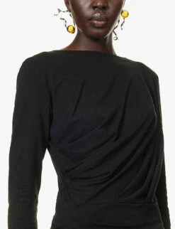 Dries Van Noten Pin-tucked Pleat Regular-fit Cotton T-shirt 11 Dries Van Noten Pin-tucked Pleat Regular-fit Cotton T-shirt -Reisi Clothing Shop R04186666 BLACK ALT04