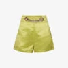 Chain-detail High-rise Satin Shorts -Reisi Clothing Shop R04186757 GREEN M