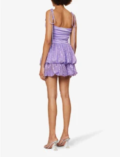 Sequin-embellished Ruched Stretch-woven Mini Dress -Reisi Clothing Shop R04186760 LILAC ALT03