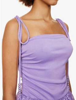 Sequin-embellished Ruched Stretch-woven Mini Dress -Reisi Clothing Shop R04186760 LILAC ALT04