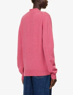 Comme Des Garçons Play Heart-embroidered Regular-fit Wool Cardigan -Reisi Clothing Shop R04186987 PINK ALT03
