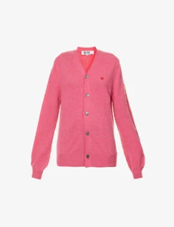 Comme Des Garçons Play Heart-embroidered Regular-fit Wool Cardigan