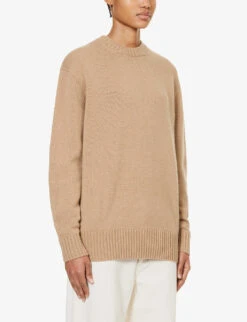 FRAME Oversized Brushed-texture Cashmere Jumper -Reisi Clothing Shop R04187472 LIGHTCAMELHEATHER ALT02
