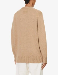 FRAME Oversized Brushed-texture Cashmere Jumper -Reisi Clothing Shop R04187472 LIGHTCAMELHEATHER ALT03