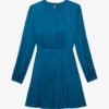THE KOOPLES V-neck Pleated Satin Mini Dress -Reisi Clothing Shop R04187719 MEDIUMBLUE M