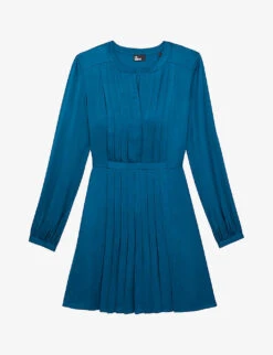 THE KOOPLES V-neck Pleated Satin Mini Dress
