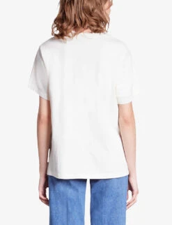 THE KOOPLES Eagle Screen-print Cotton-jersey T-shirt -Reisi Clothing Shop R04187758 ECRU ALT03