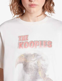 THE KOOPLES Eagle Screen-print Cotton-jersey T-shirt -Reisi Clothing Shop R04187758 ECRU ALT04