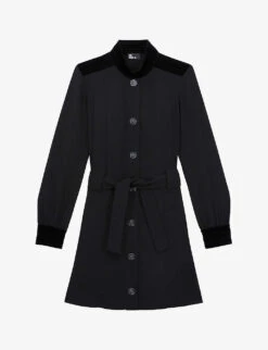 THE KOOPLES Button-embellished Long-sleeve Woven Mini Dress
