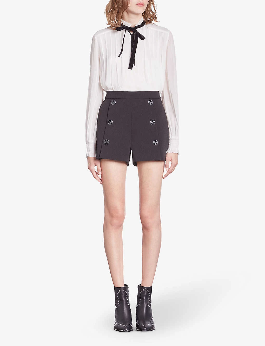 THE KOOPLES Button-embellished Wide-leg Stretch-woven Shorts 4 THE KOOPLES Button-embellished Wide-leg Stretch-woven Shorts - Image 2