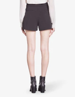 THE KOOPLES Button-embellished Wide-leg Stretch-woven Shorts 8 THE KOOPLES Button-embellished Wide-leg Stretch-woven Shorts -Reisi Clothing Shop R04187773 BLACK ALT02
