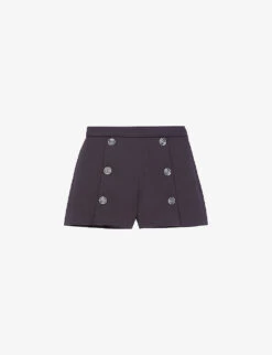 THE KOOPLES Button-embellished Wide-leg Stretch-woven Shorts