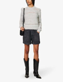 Isabel Marant Etoile Adler Cut-out Alpaca Wool-blend Knitted Jumper -Reisi Clothing Shop R04188830 LIGHTGREY ALT01