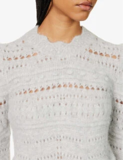 Isabel Marant Etoile Adler Cut-out Alpaca Wool-blend Knitted Jumper -Reisi Clothing Shop R04188830 LIGHTGREY ALT04