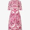 Dolce & Gabbana Graphic-patterned Darted Regular-fit Stretch-silk Midi Dress 1 Dolce & Gabbana Graphic-patterned Darted Regular-fit Stretch-silk Midi Dress -Reisi Clothing Shop R04188987 TRISMAIOLICHEFUXIA M