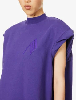 Laurie Padded-shoulders Cotton T-shirt -Reisi Clothing Shop R04189009 DEEPTANZANITE ALT04